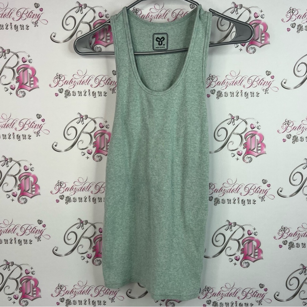 TNA tank top ribbed mint green blue racer back shirt Heather Gray Tank Top